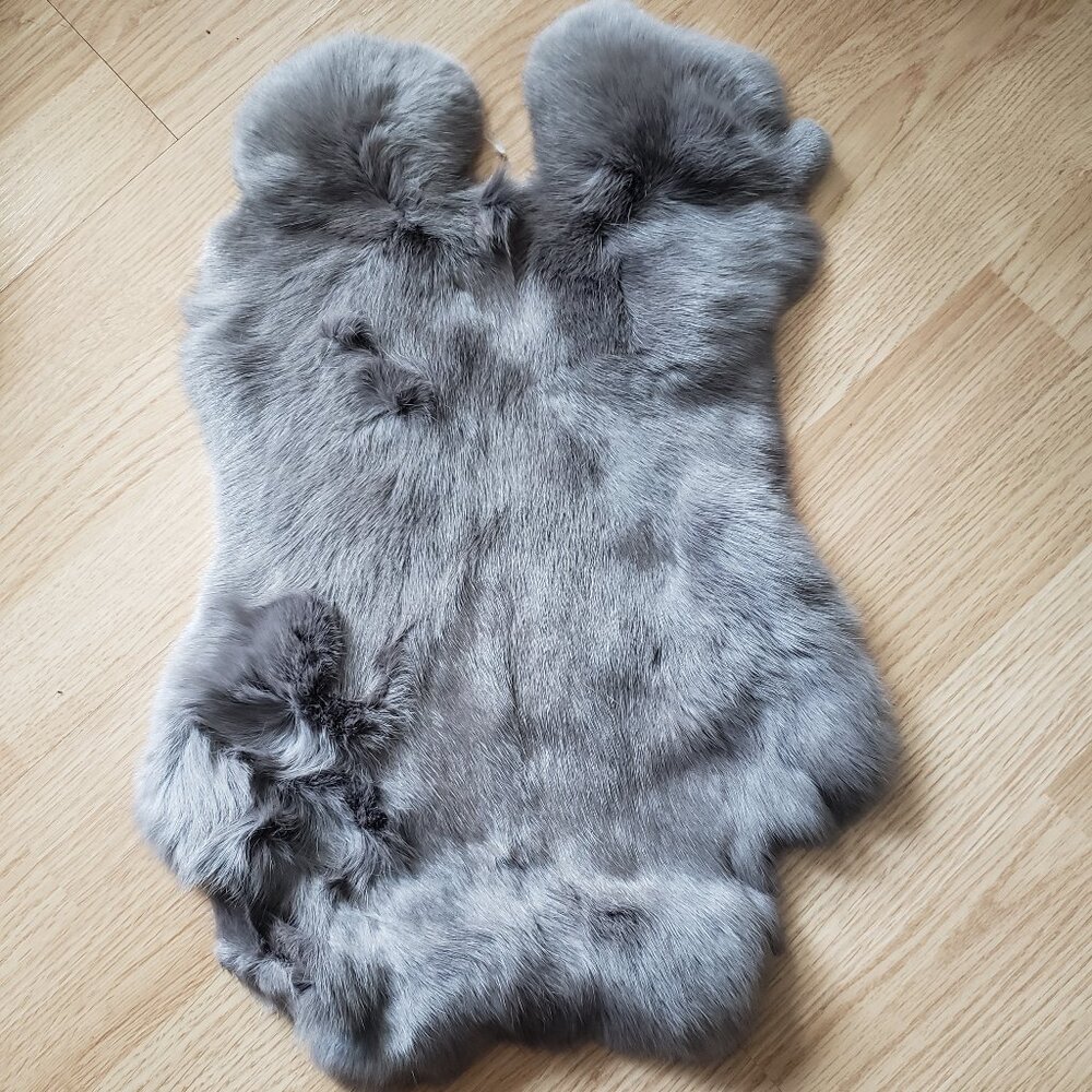 #0034 Premium Natural Rabbit Fur Pelt - Soft Tanned Craft Supply Hide